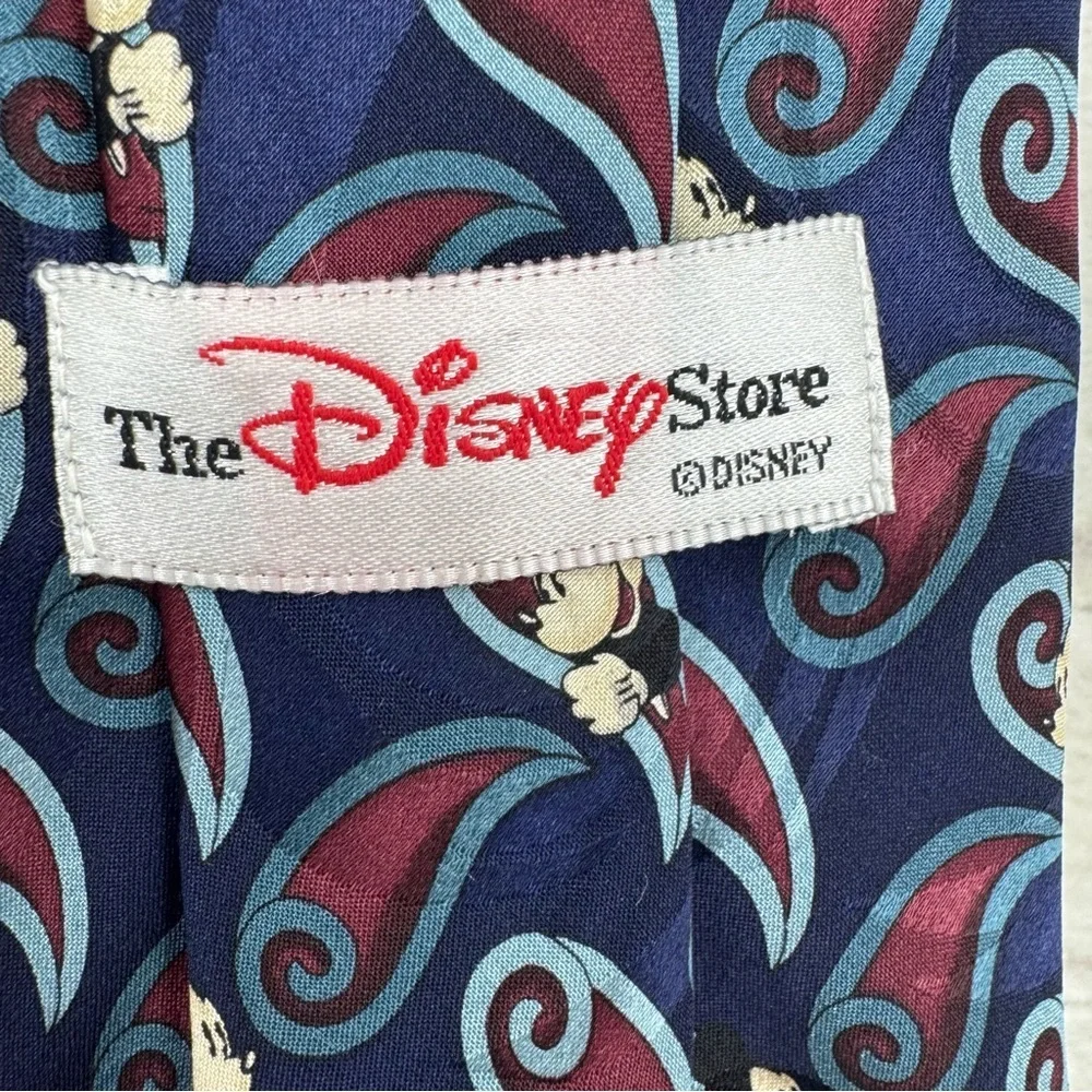 Vintage Disney Store Mickey 100% Silk Paisley Mickey Mouse Necktie Navy Maroon